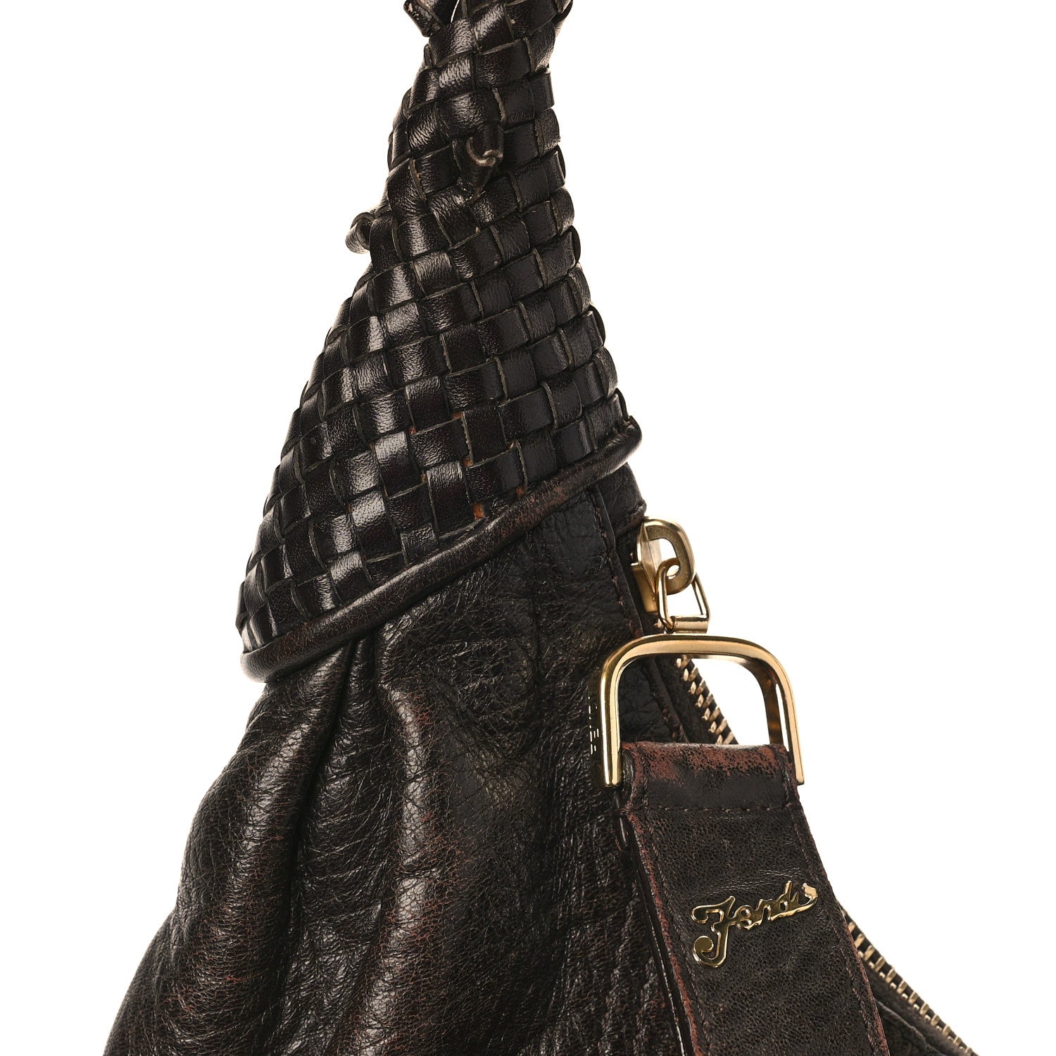 Fendi Zucca Nappa Nuvolata Vitello Tortuga Large Spy Hobo Tobacco Moro 10 of 13