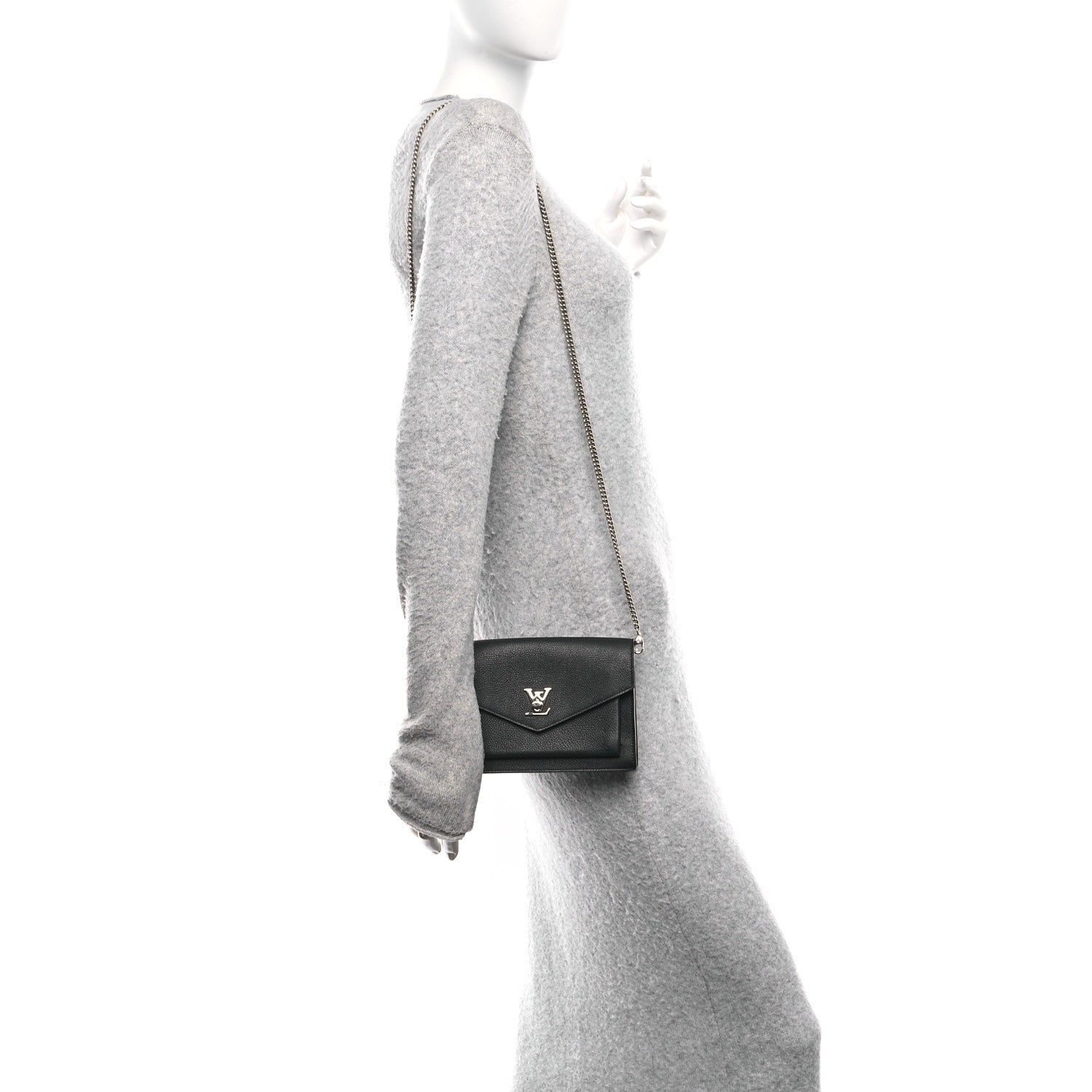 Louis Vuitton Soft Calfskin My Lockme Chain Pochette Black 2 of 9