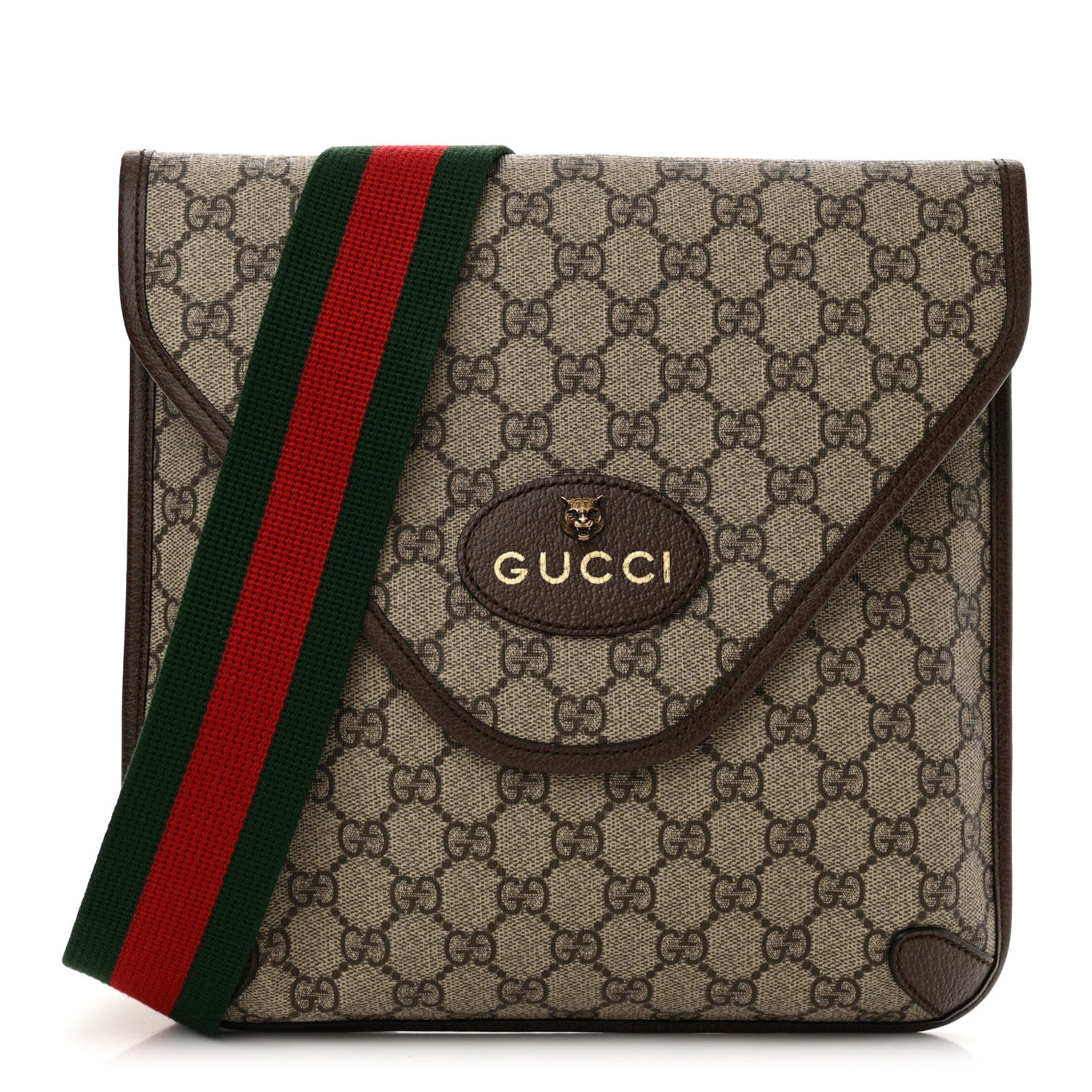 Gucci GG Supreme Monogram Web Medium Neo Vintage Flap Messenger Bag Beige New Acero 1 of 10