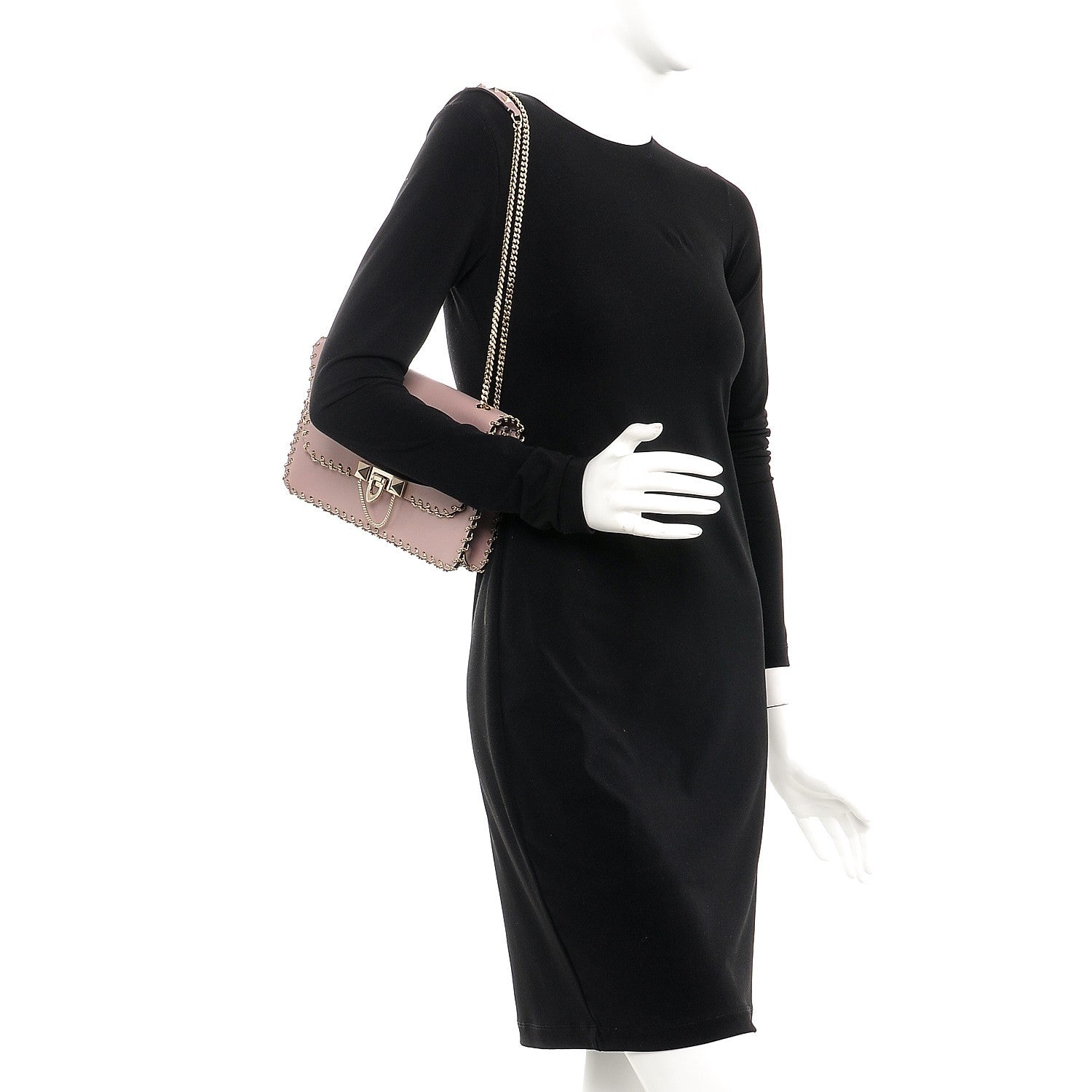 Valentino Garavani Vitello Groumette Small Rockstud Demilune Shoulder Bag Lipstick 2 of 11