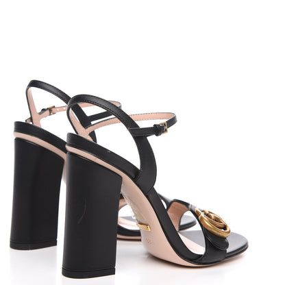 Gucci Lifford Calfskin GG Marmont Ankle Wrap 105mm Sandals 36.5 Black 4 of 8