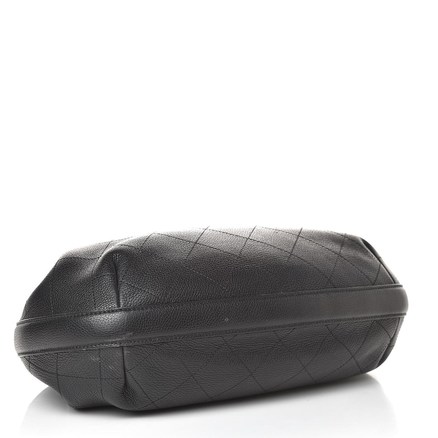 Grained Calfskin Stitched Accordion Shoulder Bag Black