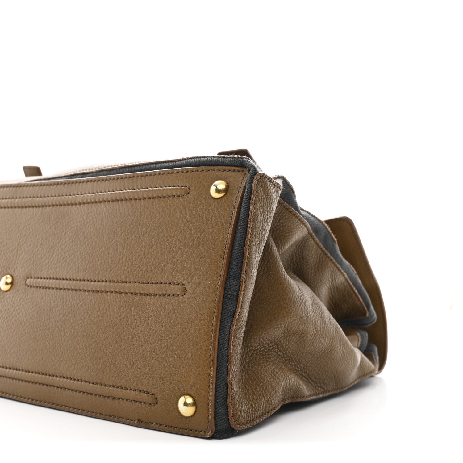 Saint Laurent Calfskin Canvas Large Muse Two Olive 1809474