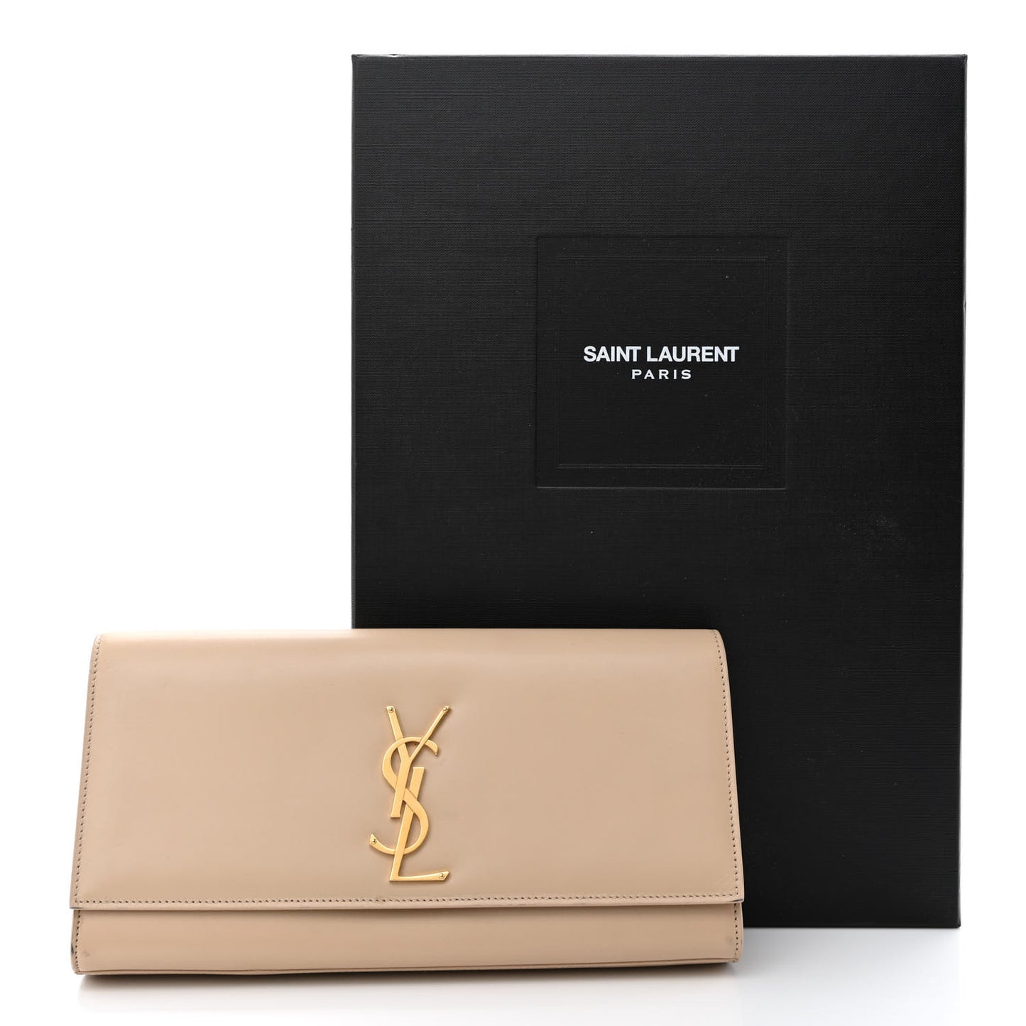 Smooth Calfskin Classic Monogram Cassandre Clutch Nude
