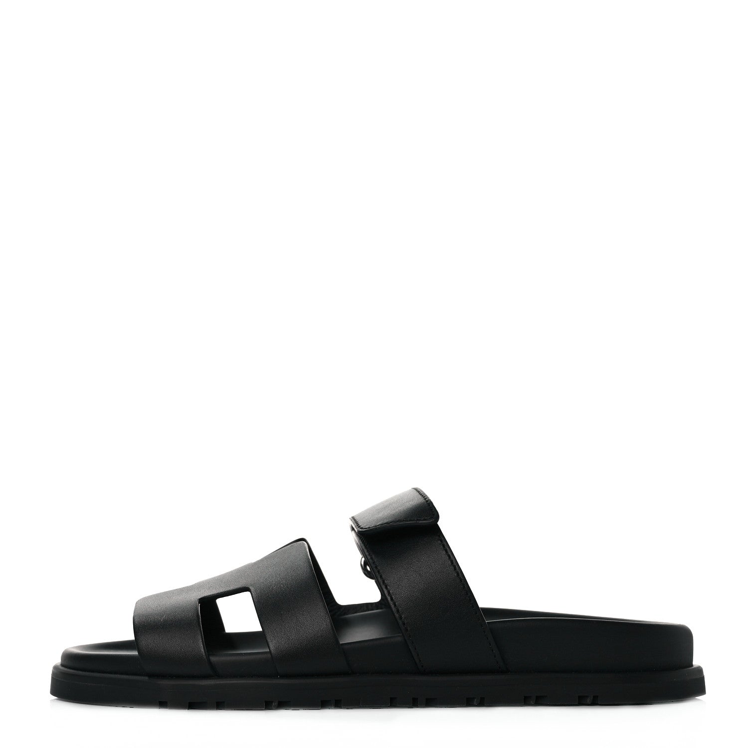 Hermes Calfskin Womens Chypre Sandals 38 Black 1 of 9
