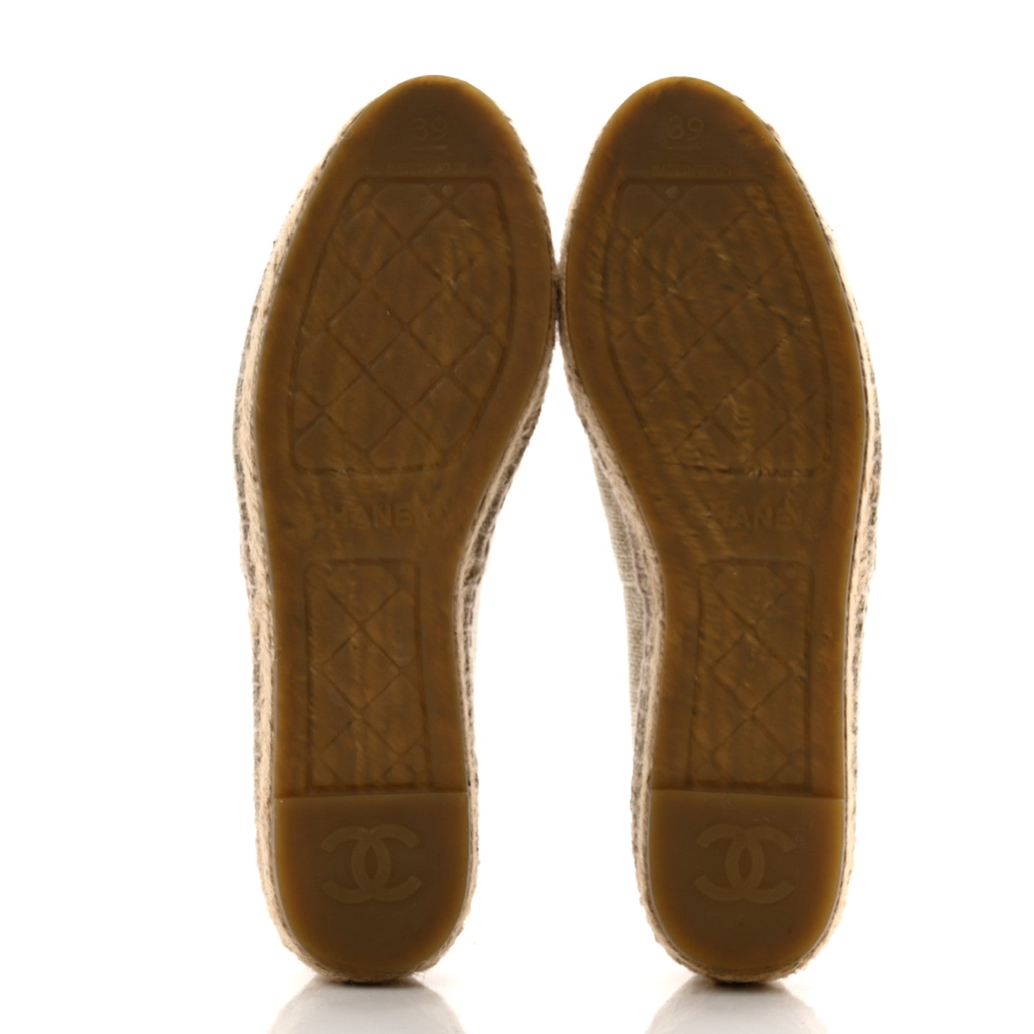 Chanel Toile Sequin CC Espadrilles 39 Beige Black 5 of 11