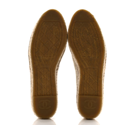 Chanel Toile Sequin CC Espadrilles 39 Beige Black 5 of 11