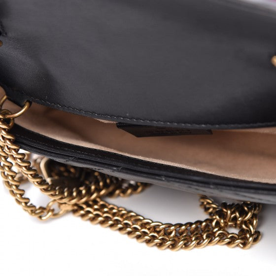 Calfskin Matelasse Super Mini GG Marmont Shoulder Bag Black