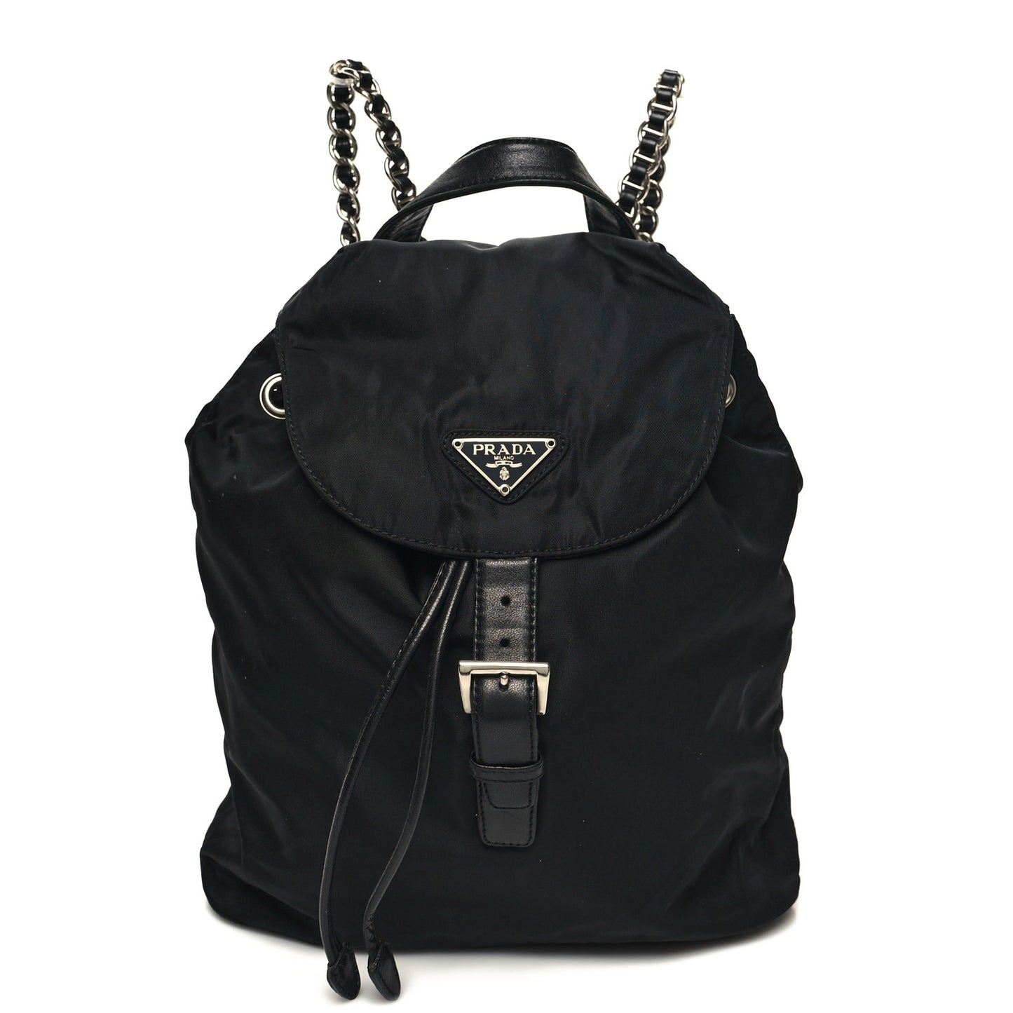 Tessuto Nylon Vela Chain Backpack Black