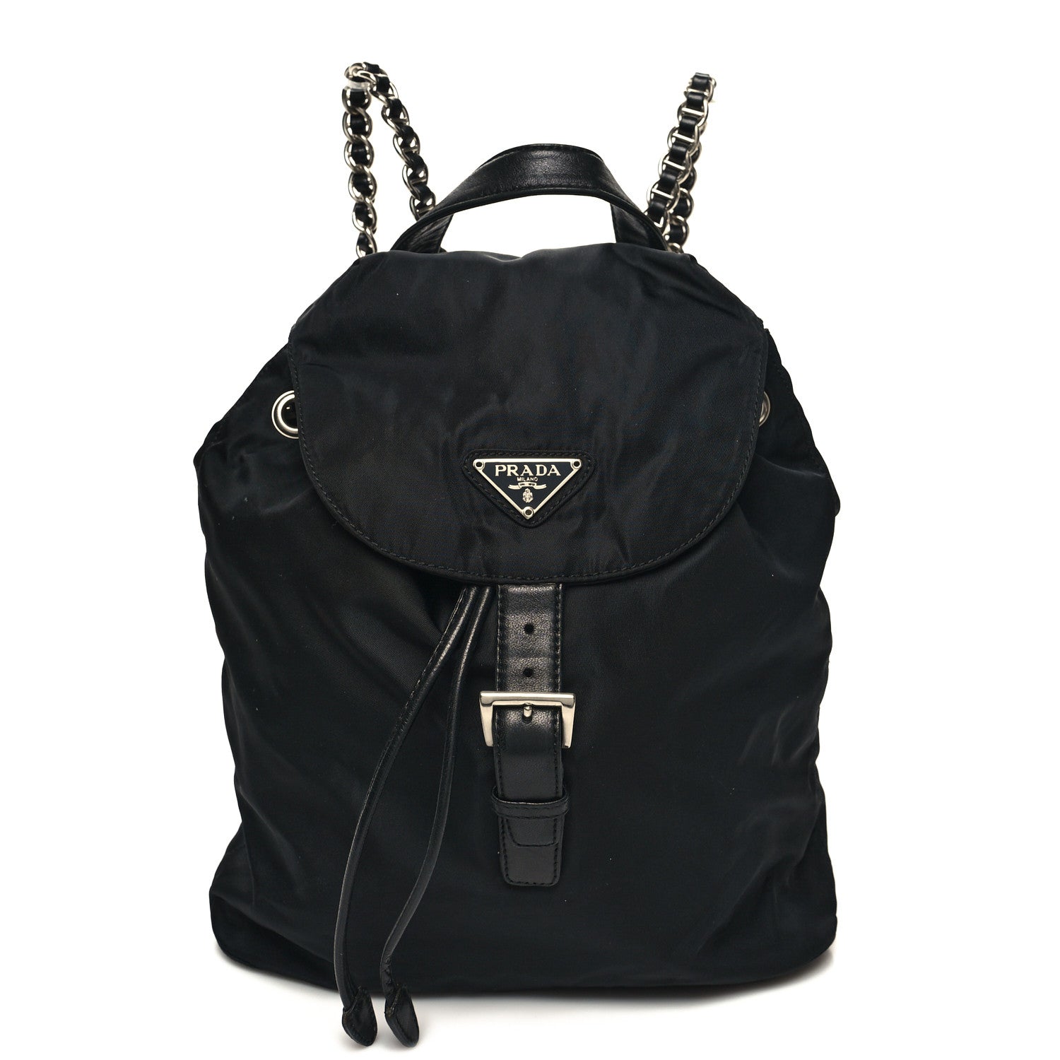 Prada Tessuto Nylon Vela Chain Backpack Black 1 of 9