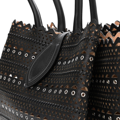 Alaia Calfskin Laser Cut Grommet Angele 25 Tote Black 11 of 11