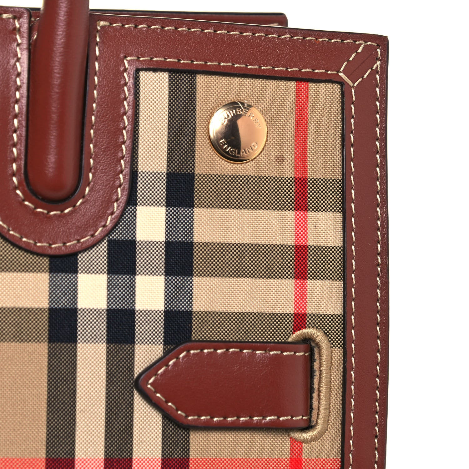 Burberry Calfskin Vintage Check Two Handle Title Bag Archive Beige 15 of 16
