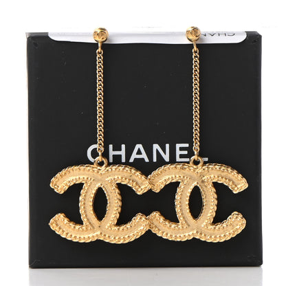 Chanel CC Drop Earrings Matte Gold 5 of 5