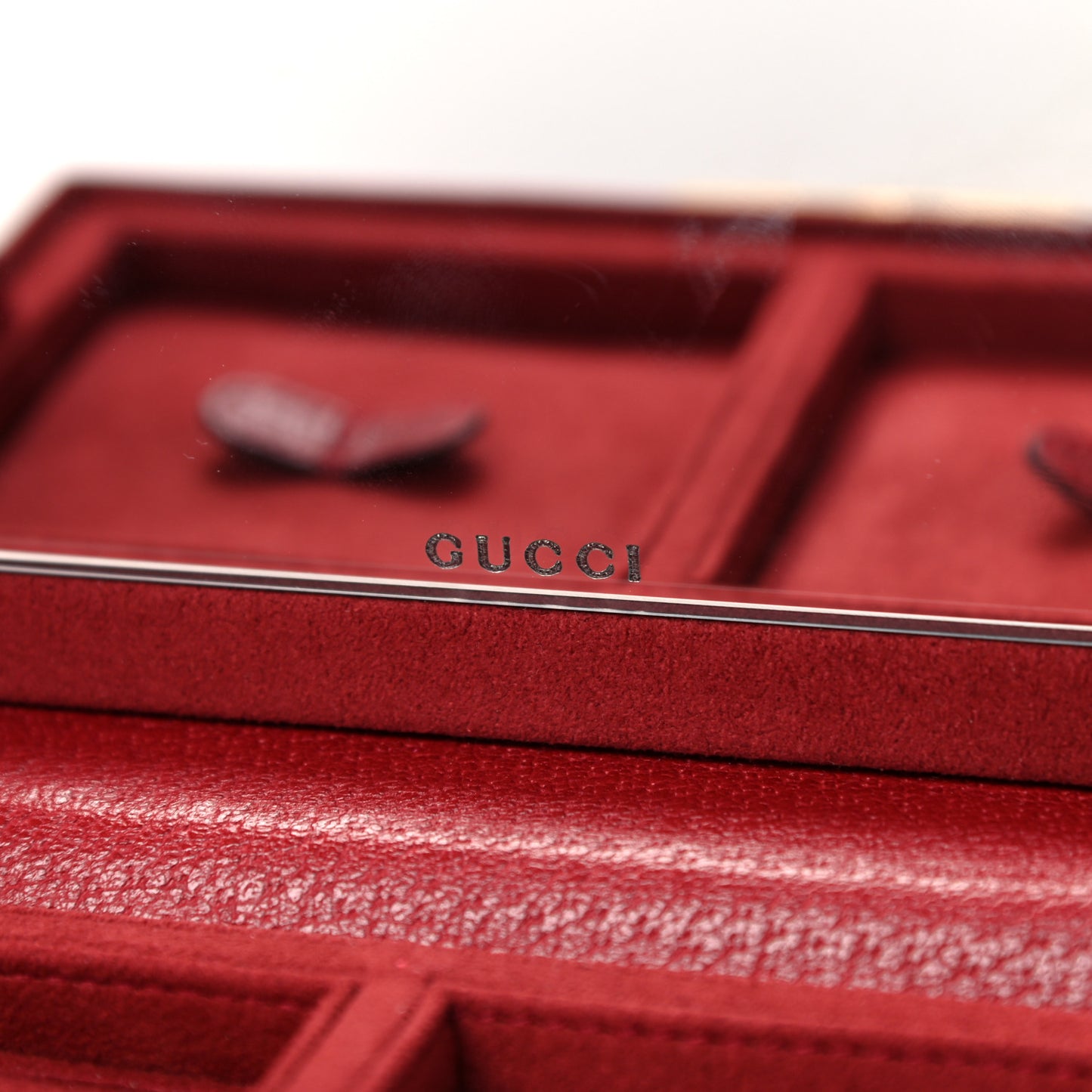 GG Supreme Monogram Flora Padlock Jewelry Case Red