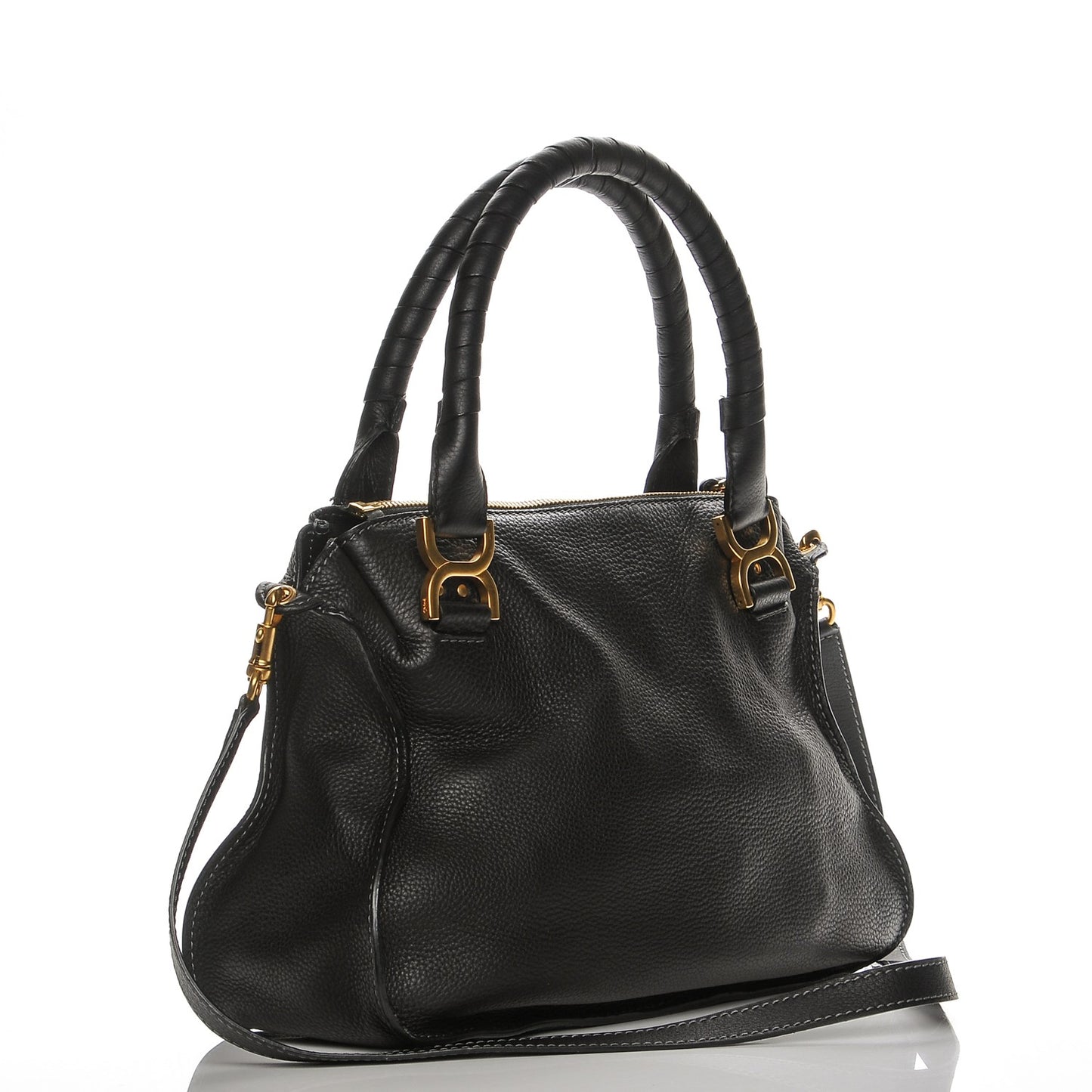 Calfskin Medium Marcie Satchel Black