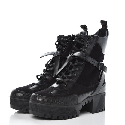 Louis Vuitton Suede Calfskin Palm Canyon Laureate Platform Desert Boots 38 Black 3 of 9