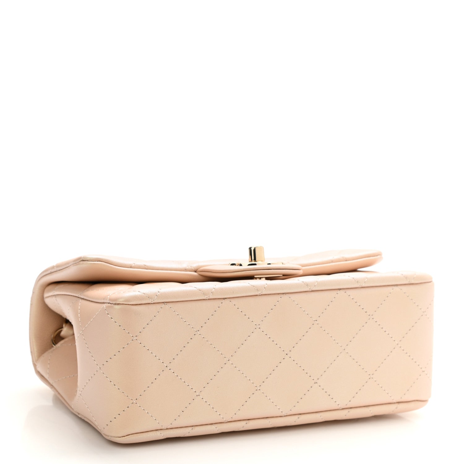 Chanel Iridescent Calfskin Quilted Mini Rectangular Flap Beige 3 of 10