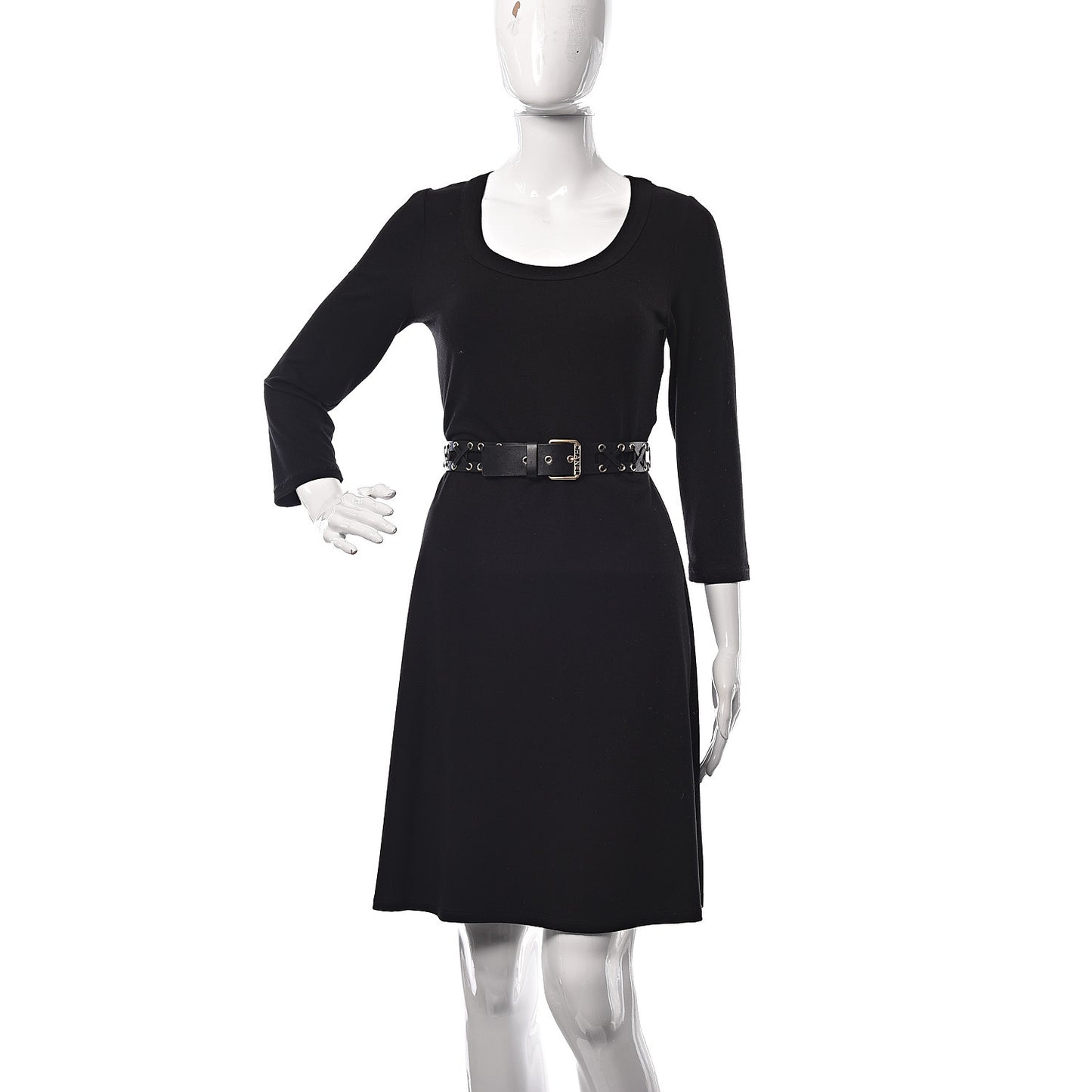 Calfskin Cross Stitch Grommet Belt 80 32 Black