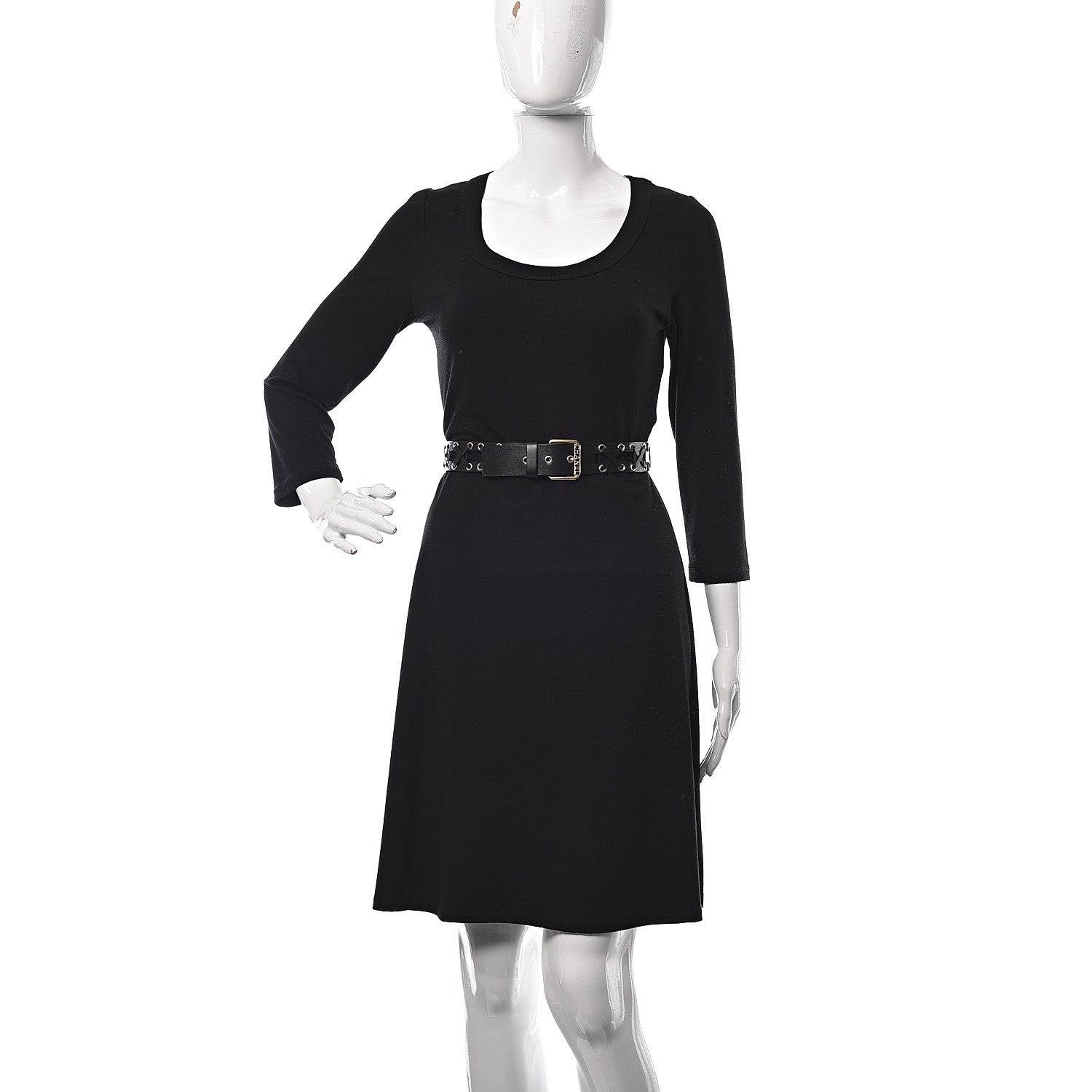Chanel Calfskin Cross Stitch Grommet Belt 80 32 Black 2 of 7