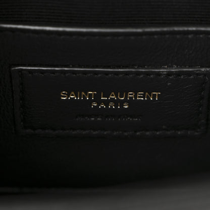 Saint Laurent Grain De Poudre Textured Mixed Matelasse Triquilt Small Monogram Satchel Black 6 of 10