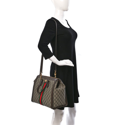 Gucci GG Supreme Monogram Web Medium Ophidia Tote Bag Brown 2 of 9