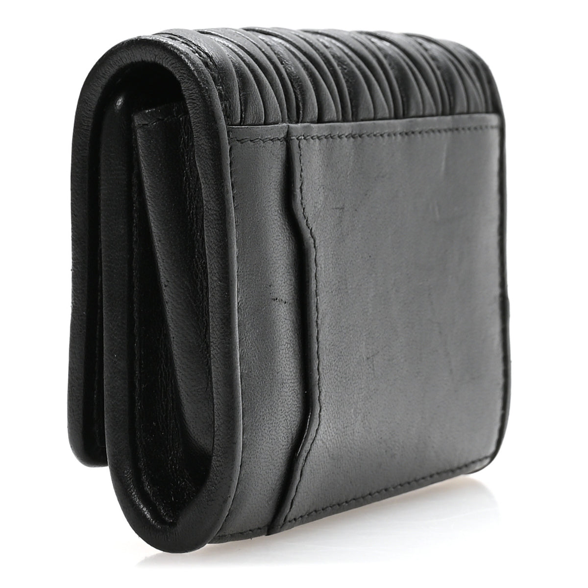 Nappa Matelasse Flap Card Holder Black