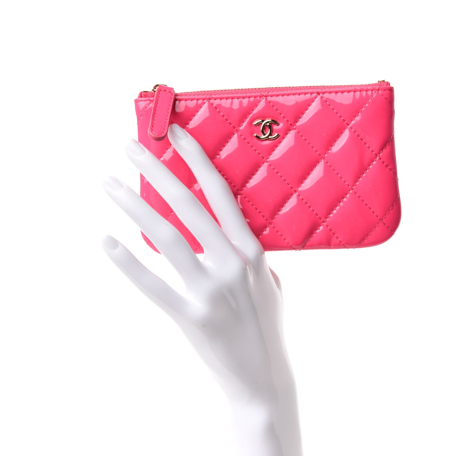 Chanel Patent Quilted Small Cosmetic Case Pink 2 of 8