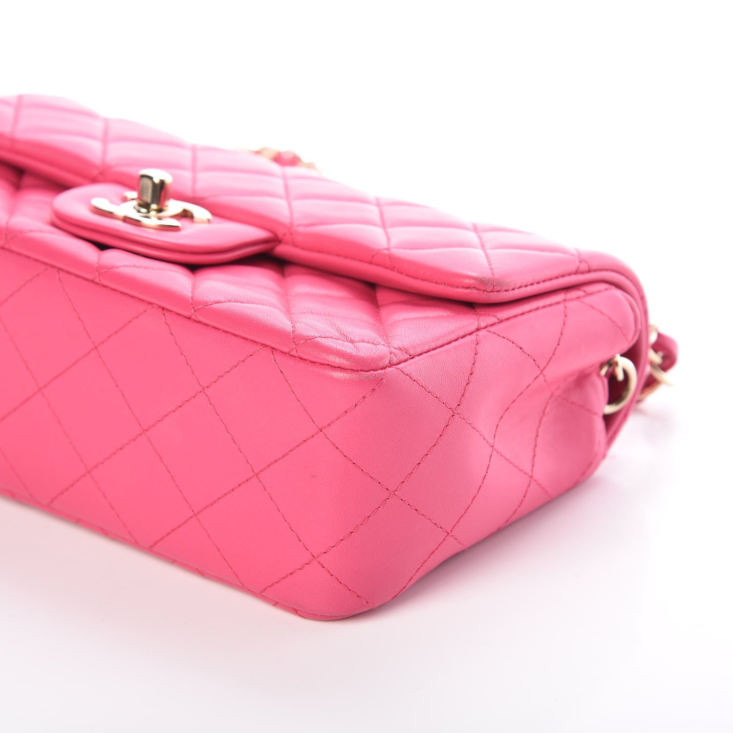 Chanel Lambskin Quilted Mini Rectangular Flap Dark Pink 6 of 11