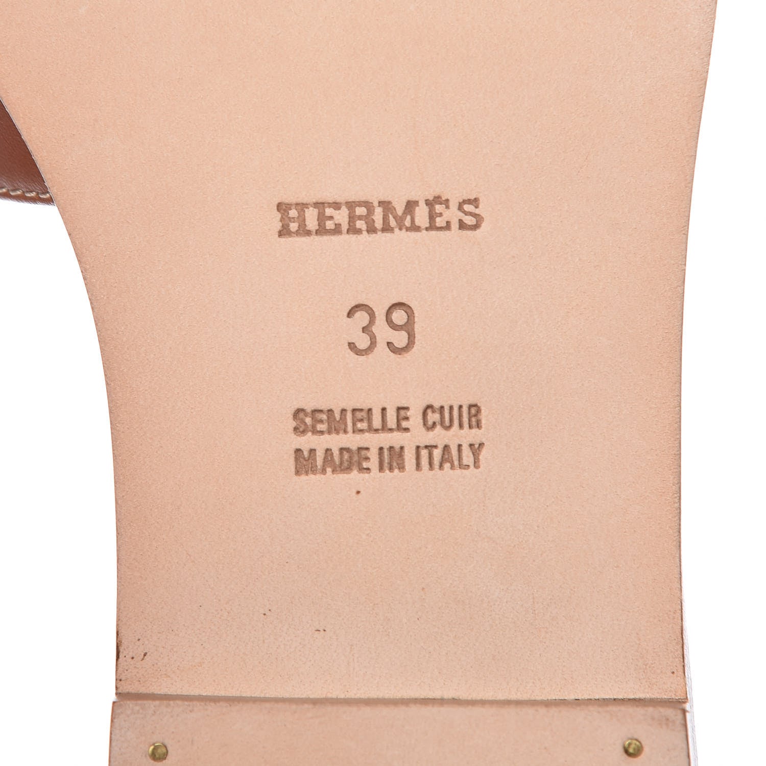 Hermes Box Calfskin Oran Sandals 39 Gold 6 of 7