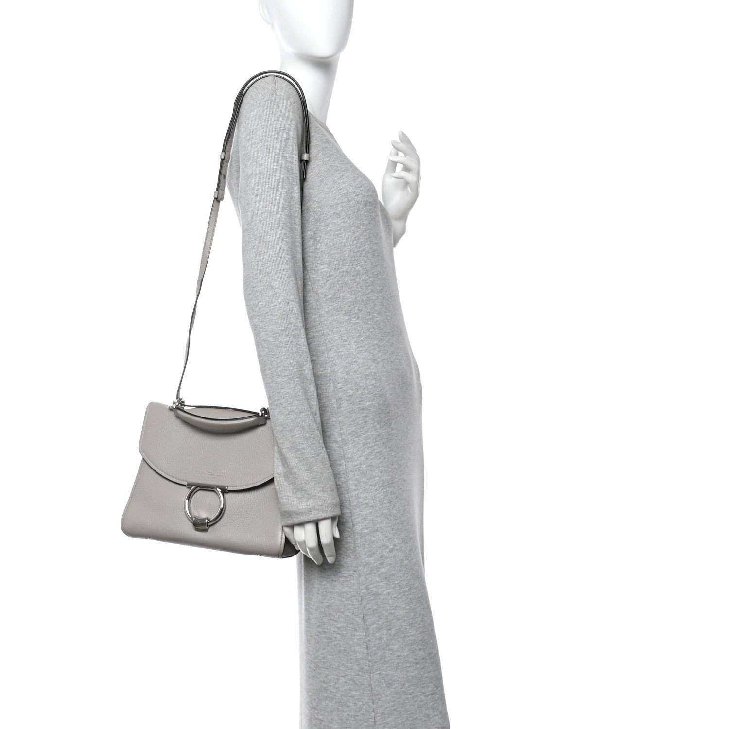 Salvatore Ferragamo Calfskin Small Margot Top Handle Satchel Grey 2 of 10