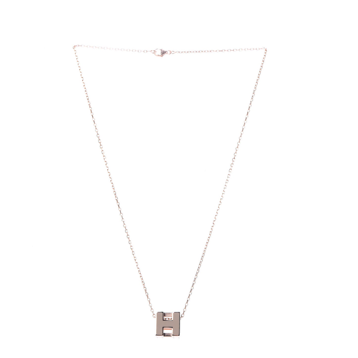 Rose Gold Lacquered Cage d'H Necklace Marron Glace