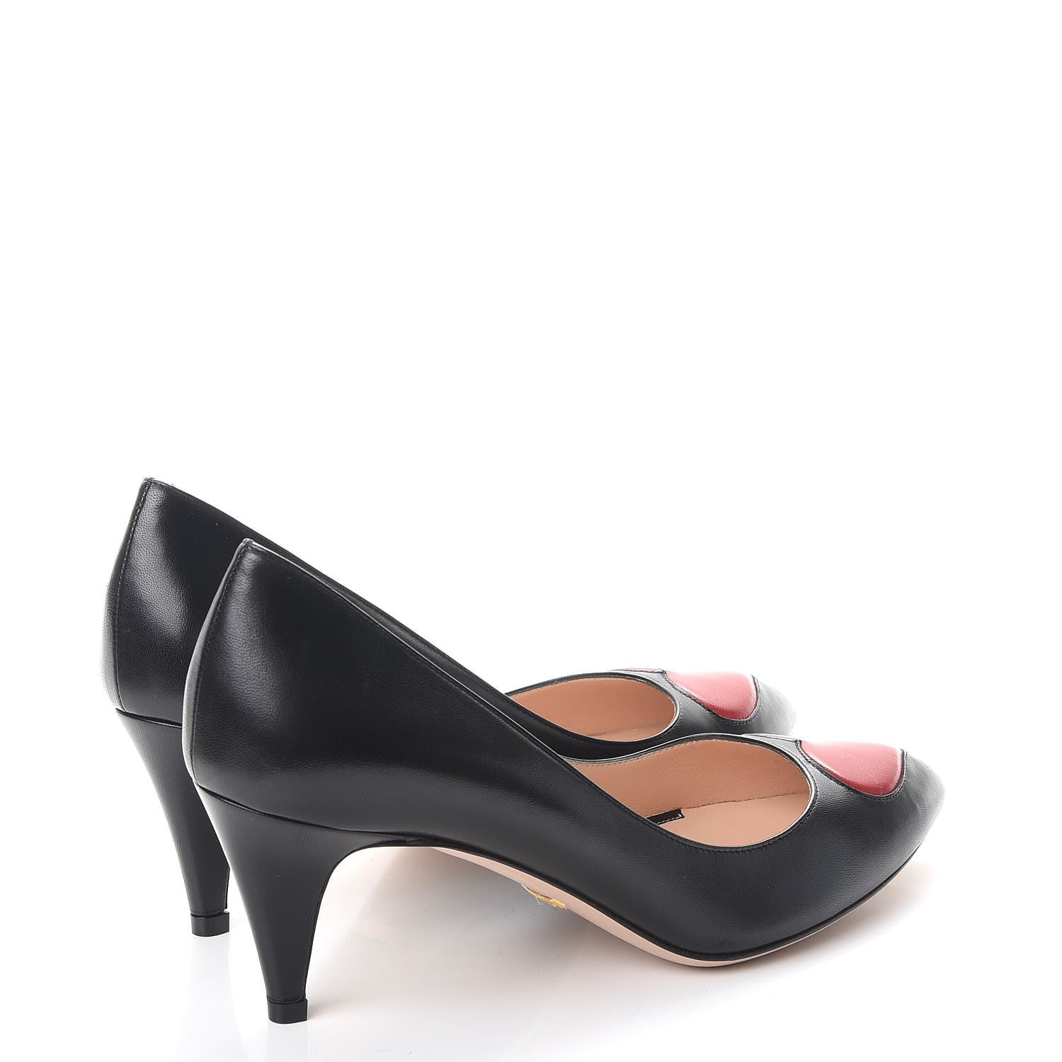 Gucci Nappa Molina Heart Pumps Heels 38.5 Black Red 4 of 11