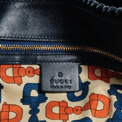 Gucci Guccissima Large Horsebit Chain Hobo Blue 6 of 7