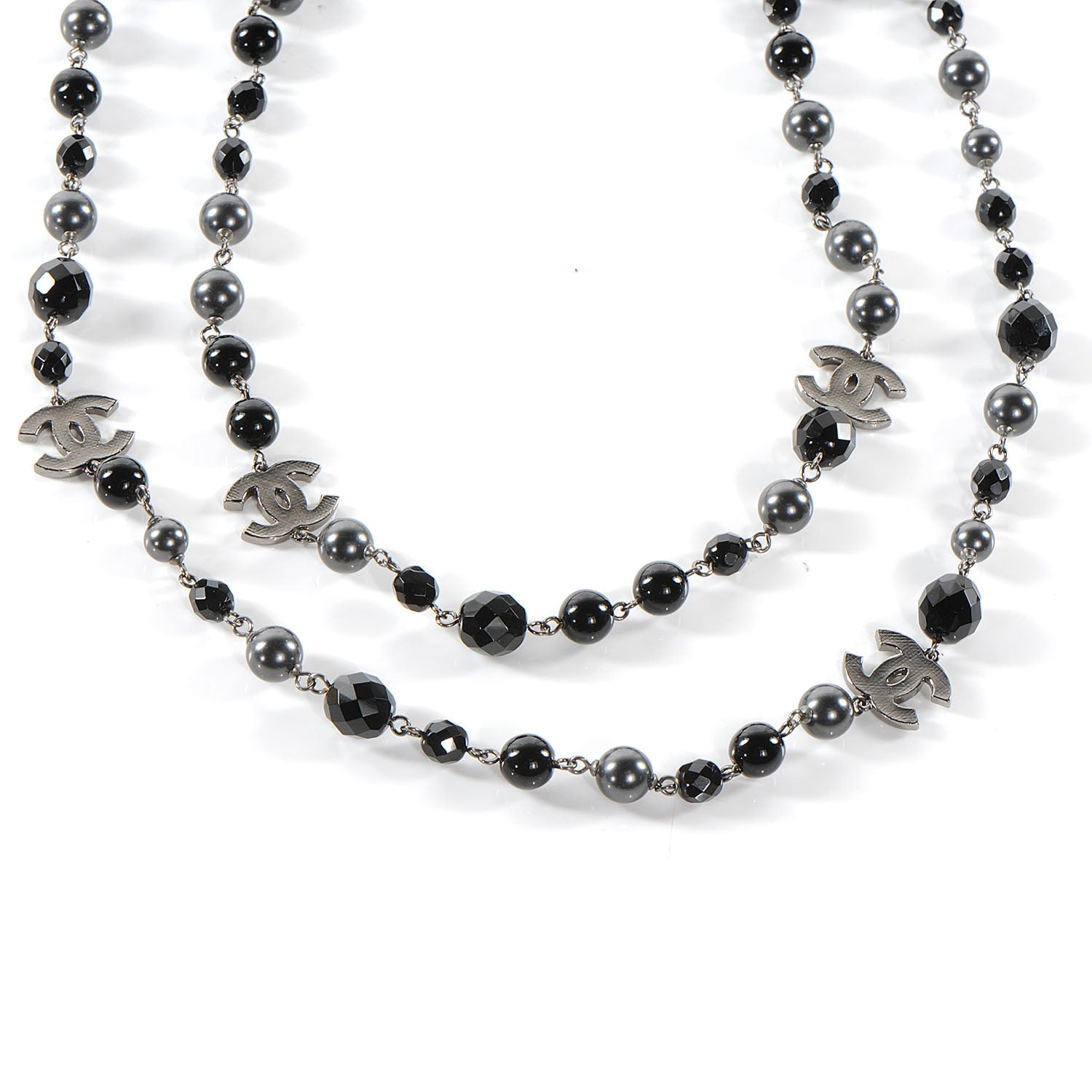 Chanel Long Beaded CC Necklace Black 1 of 5