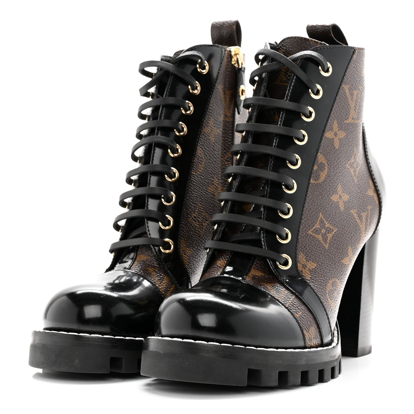 Patent Calfskin Monogram Star Trail Ankle Boots 37.5 Black