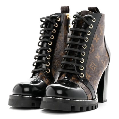 Louis Vuitton Patent Calfskin Monogram Star Trail Ankle Boots 37.5 Black 3 of 12