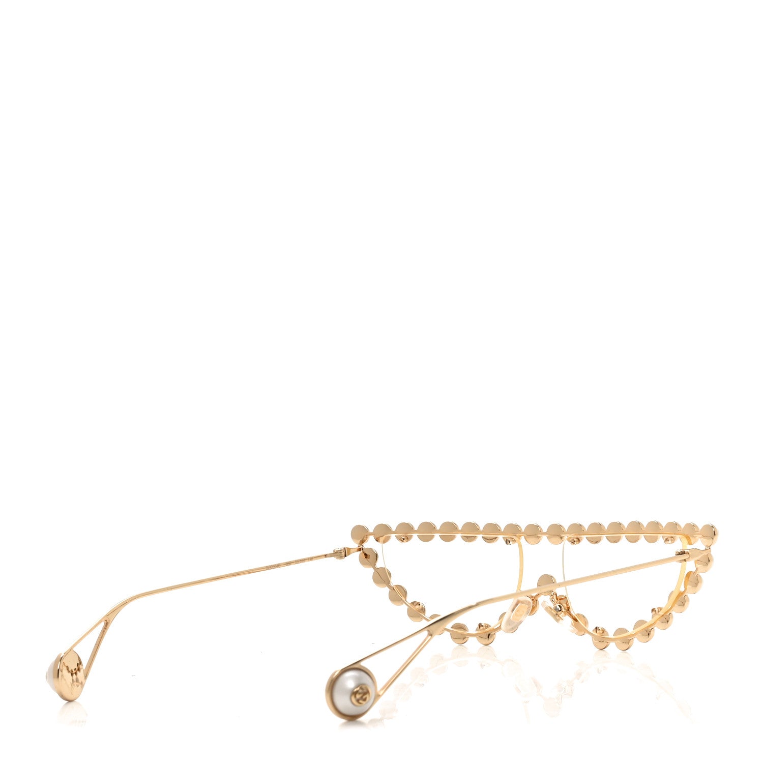 Gucci Metal Pearl Cat Eye Sunglasses GG0364S Gold 4 of 7