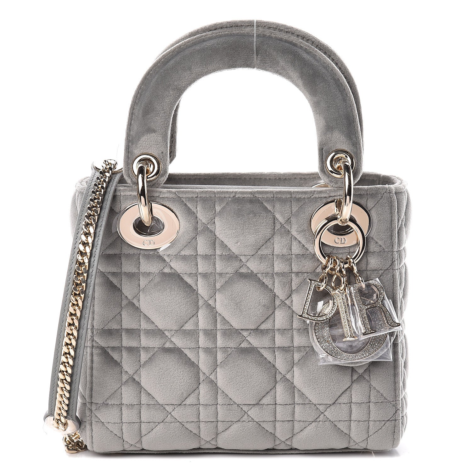 Christian Dior Velvet Mini Lady Dior Gray 1 of 11