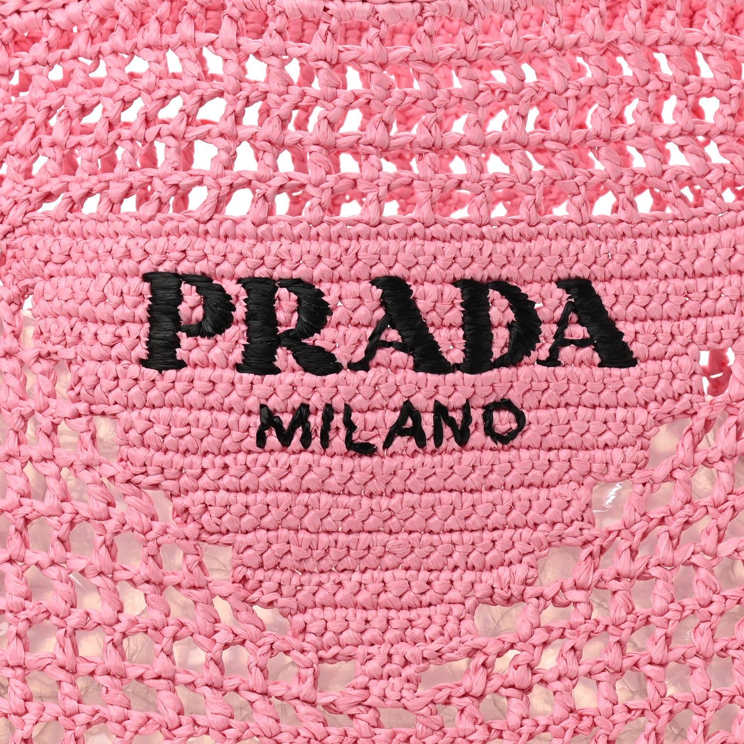 Prada Yarn Raffia Effect Crochet Logo Embroidered Tote Bag Petalo 8 of 10
