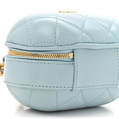 Chanel Lambskin Quilted CC Bubble Vanity Case With Chain Light Blue 10 of 10
