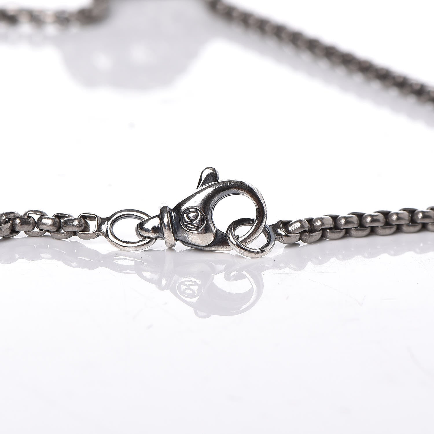 David Yurman Sterling Silver 2.7mm Box Chain Skull Wave Pendant Necklace 5 of 6