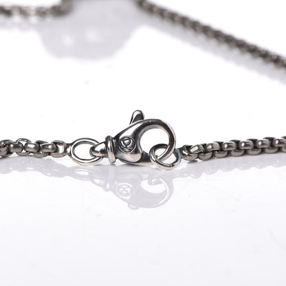 David Yurman Sterling Silver 2.7mm Box Chain Skull Wave Pendant Necklace 5 of 6