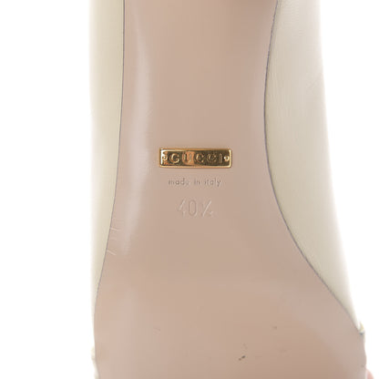 Gucci Malaga Kid Half Moon GG Square Toe Pumps 40.5 Vintage White 8 of 9