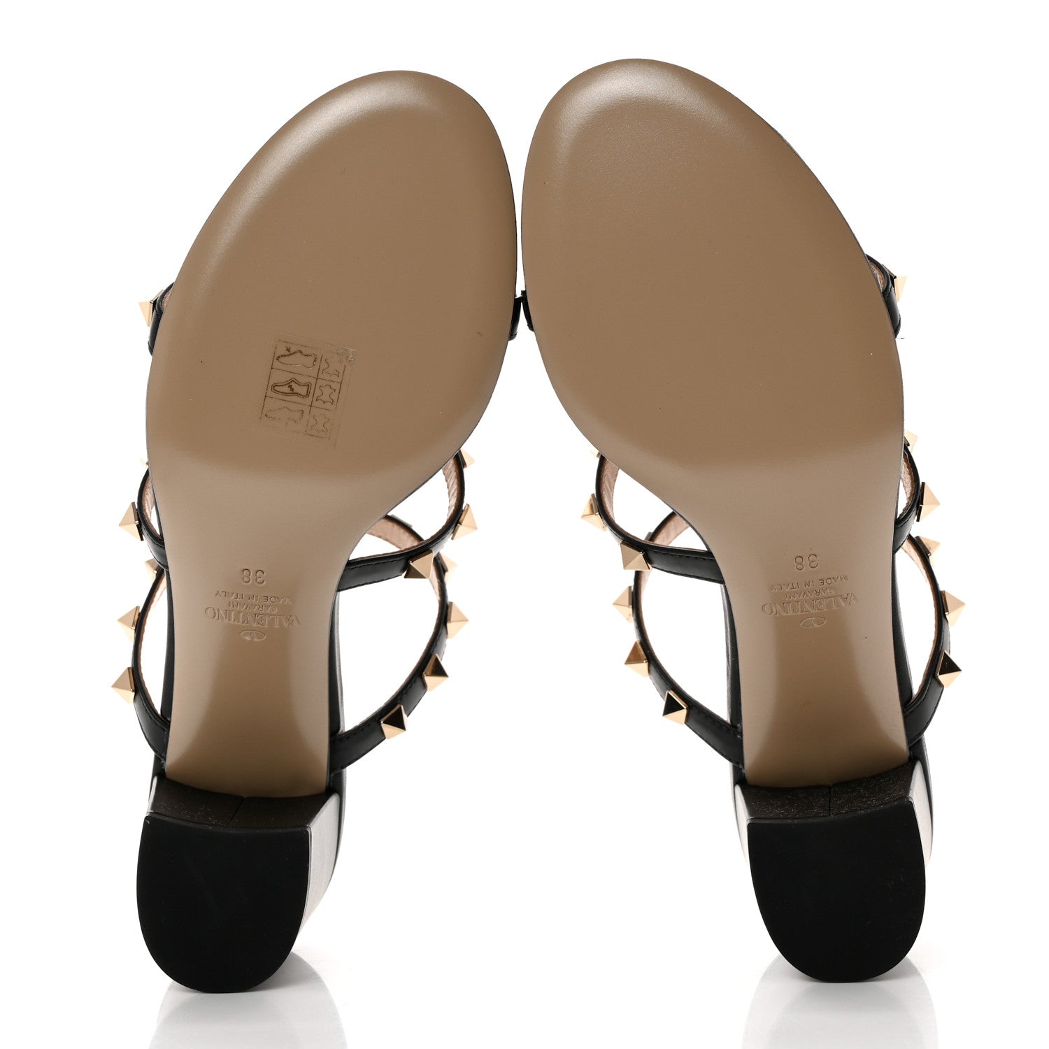Valentino Garavani Calfskin Rockstud 60mm Caged Slide Sandals 38 Black 5 of 8