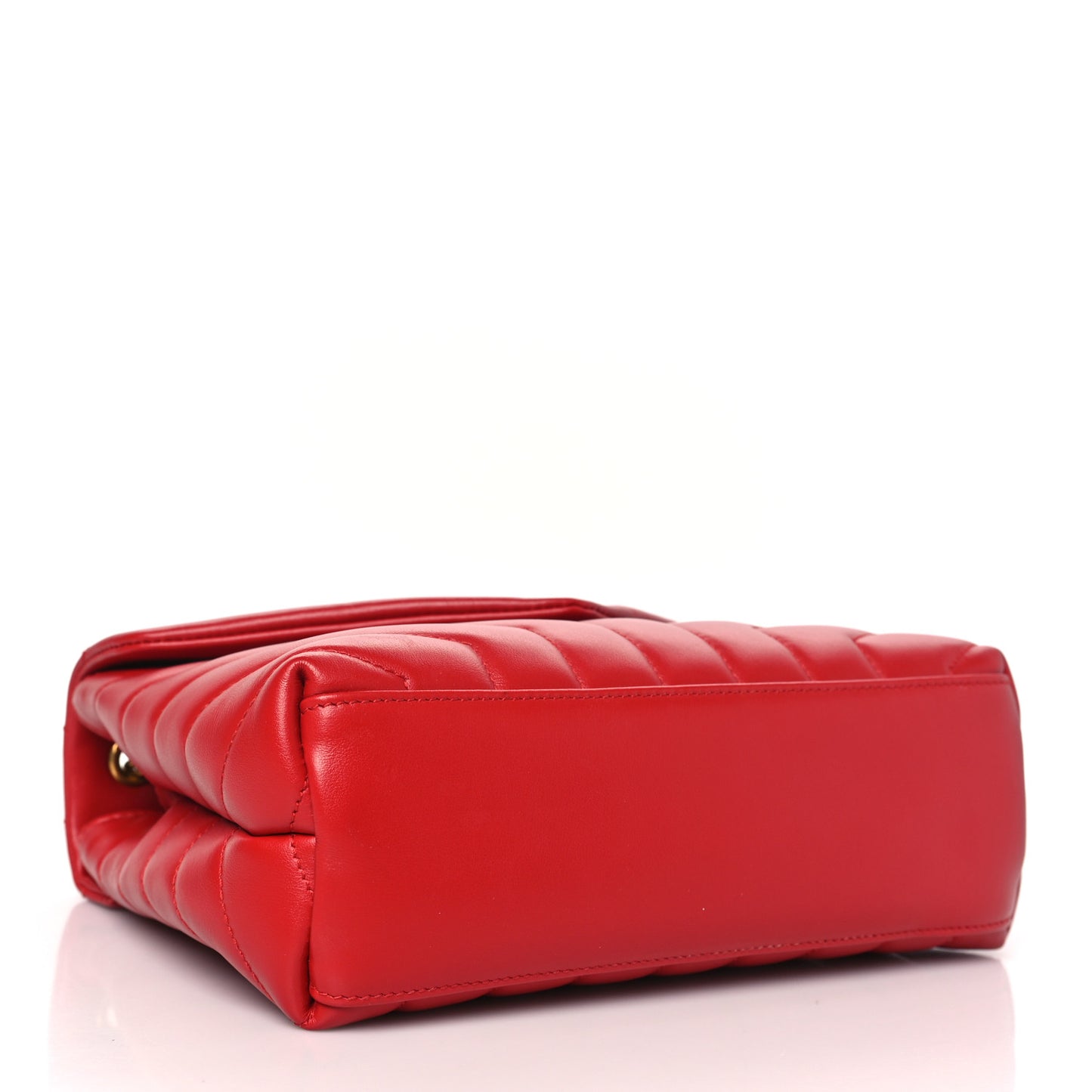 SAINT LAURENT Calfskin Y Quilted Monogram Loulou Chain Satchel Red