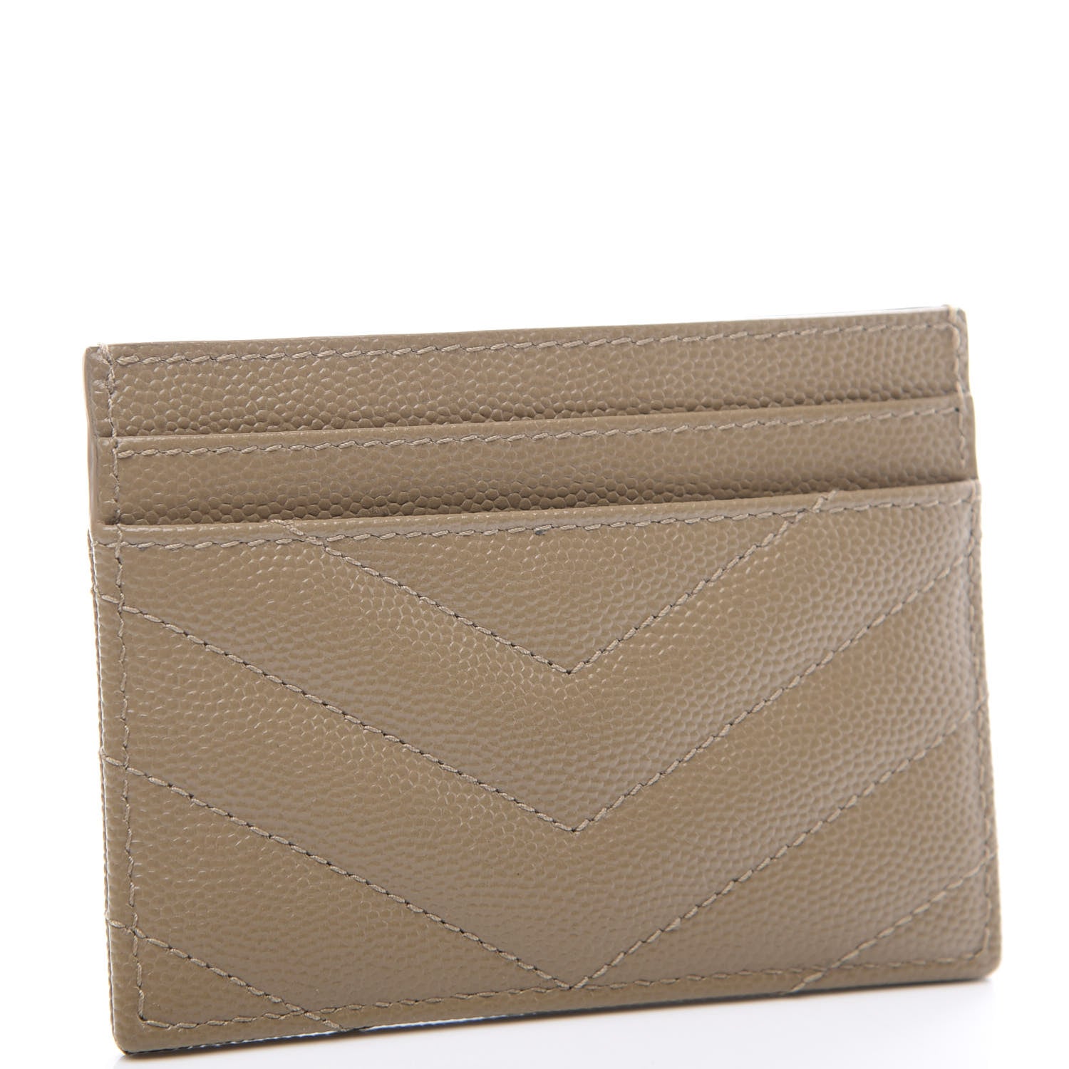 Saint Laurent Grain De Poudre Matelasse Chevron Monogram Credit Card Case Cork 2 of 7