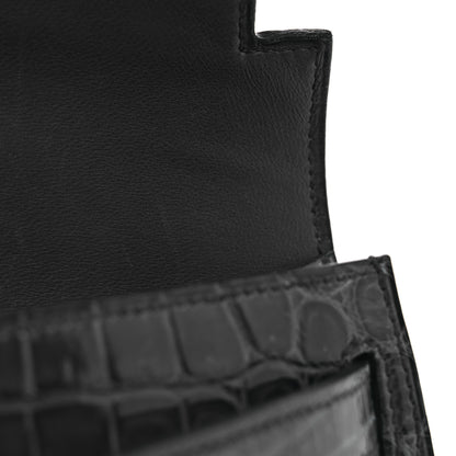 Hermes Shiny Niloticus Crocodile Kelly Elan Pochette Bleu Tempete 23 of 26