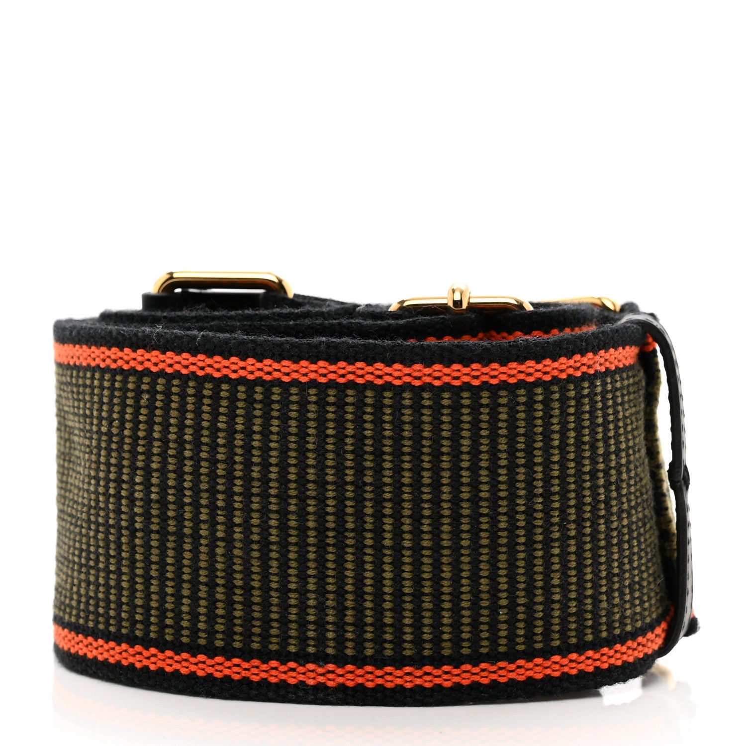 Fendi Cannete Ribbon Poly Vitello Century Logo Adjustable Strap You Green Red 2 of 4