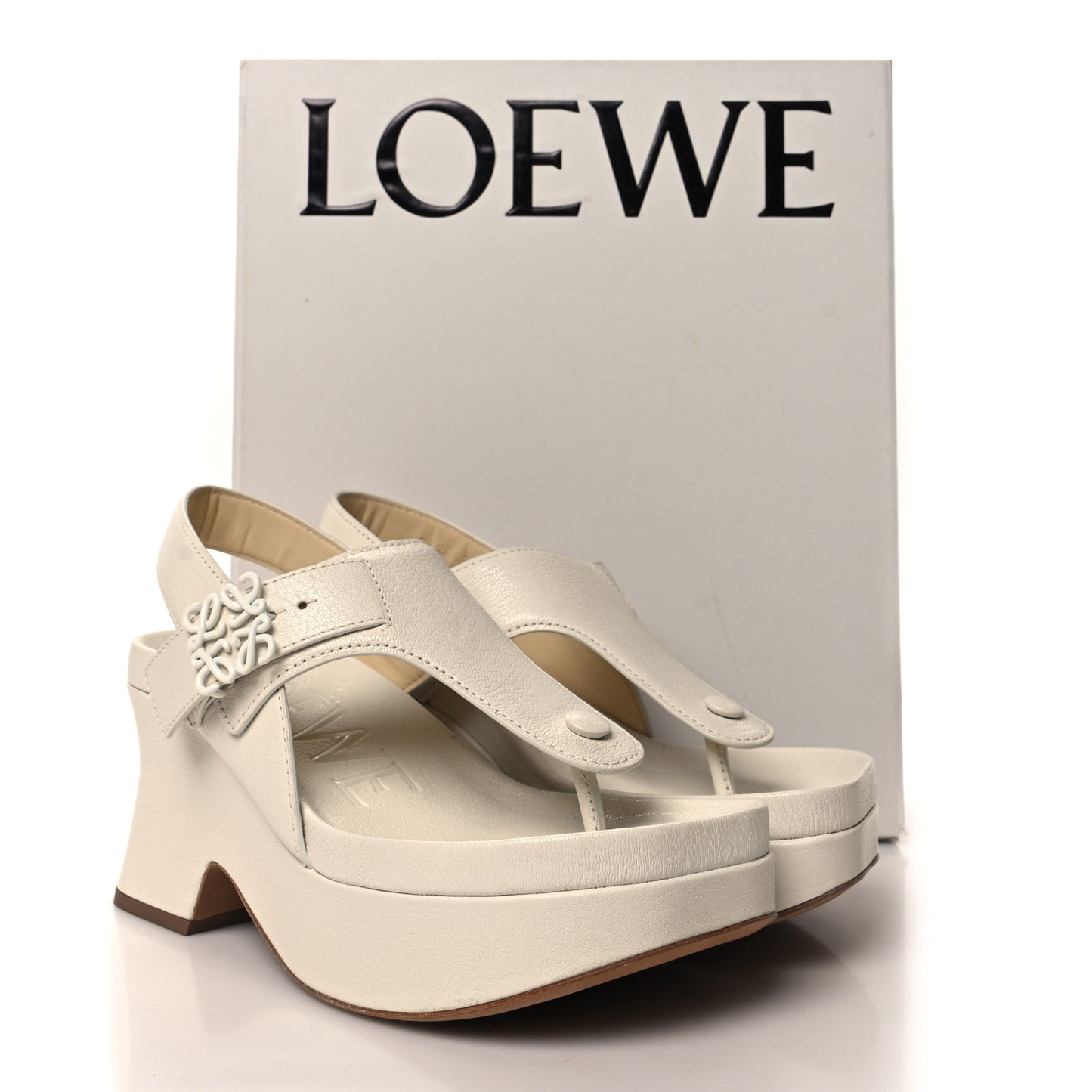 Goatskin Comfort Platform Sandals 38 White