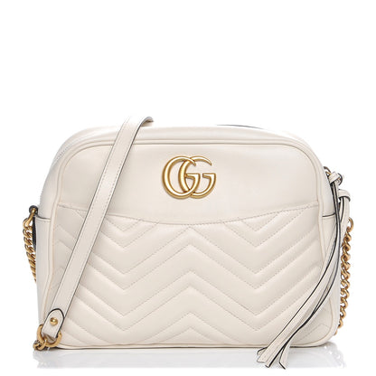 Gucci Calfskin Matelasse Medium GG Marmont Chain Shoulder Bag Mystic White 1 of 9